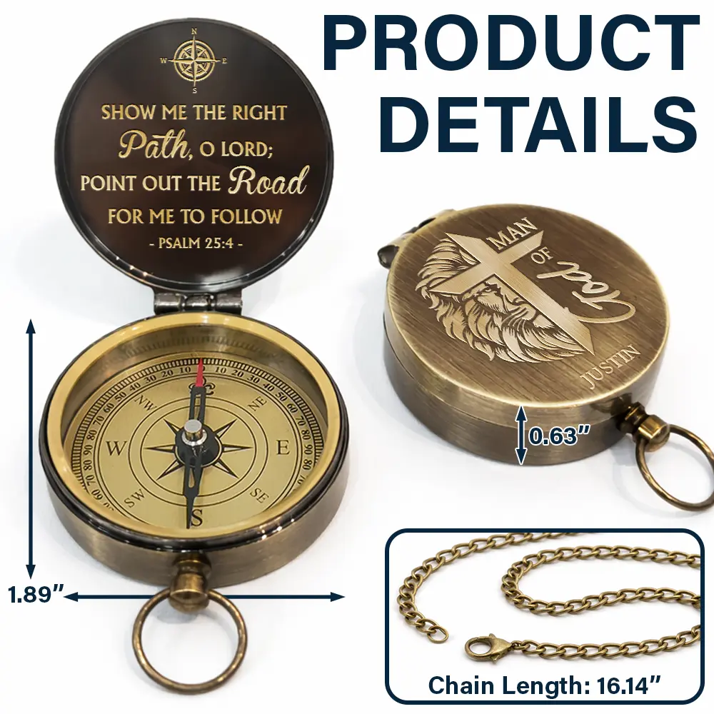 Show Me The Right Path - Personalized Engraved Brass Compass - Image 3