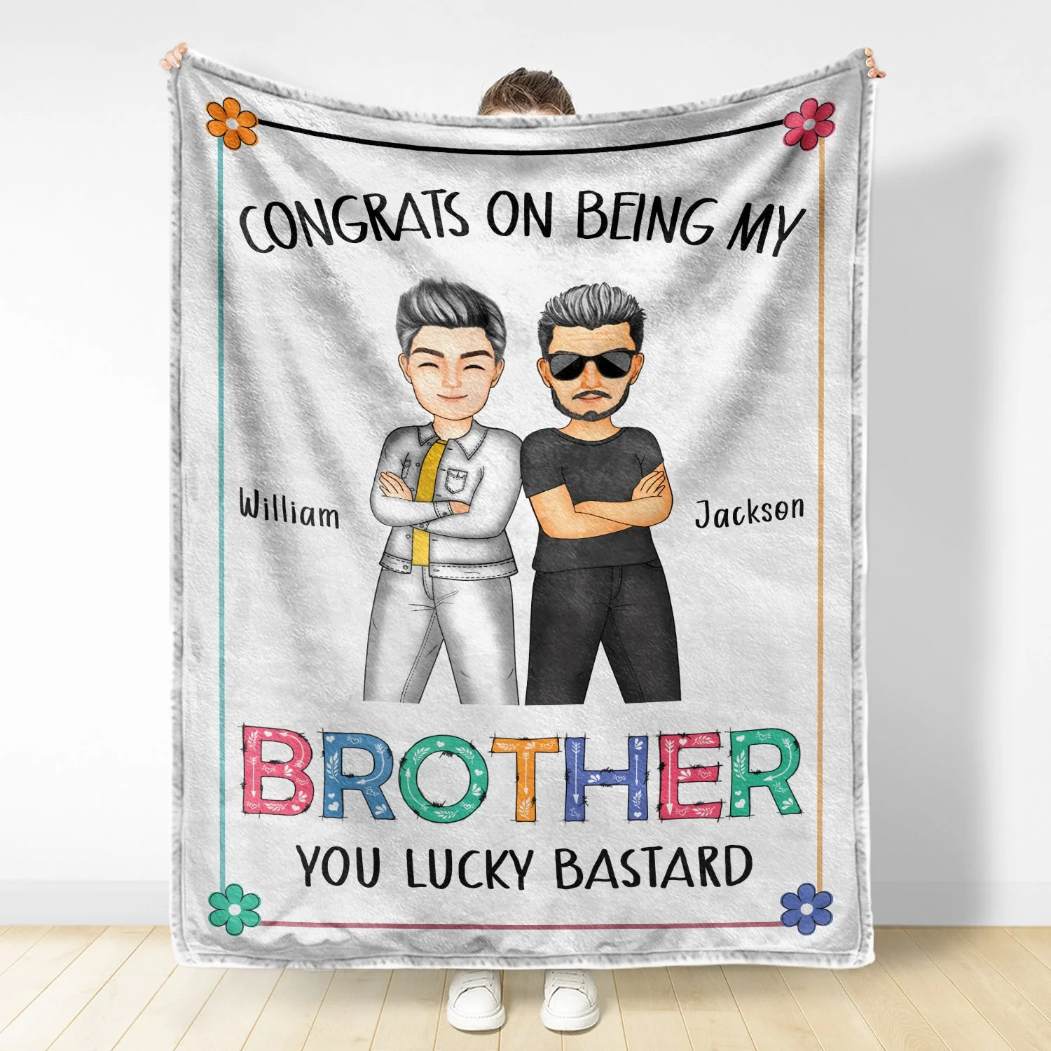 Sibling Congrats On Being My Brother - Gift For Sibling - Personalized Fleece Blanket - Image 2
