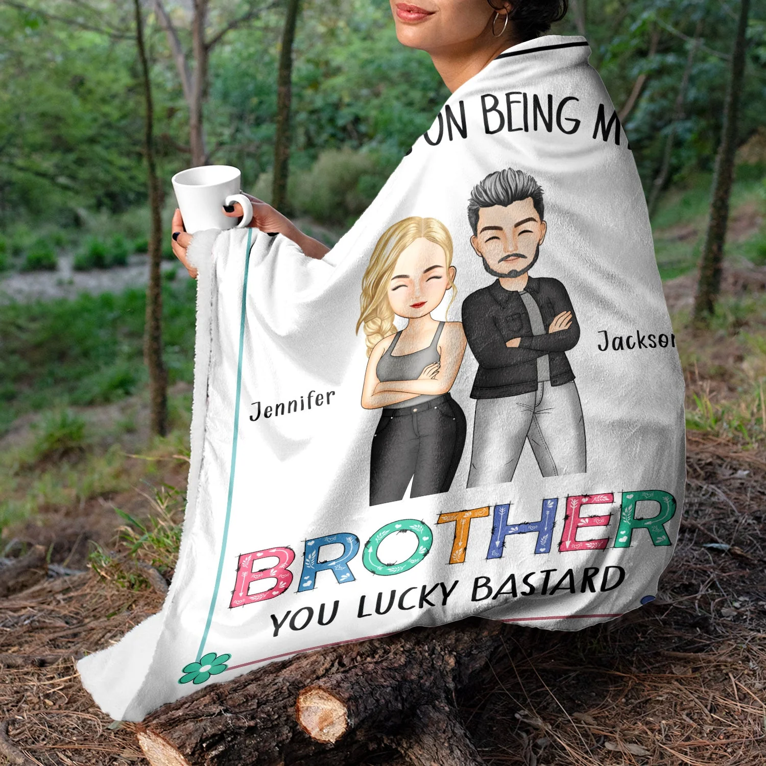 Sibling Congrats On Being My Brother - Gift For Sibling - Personalized Fleece Blanket - Image 3