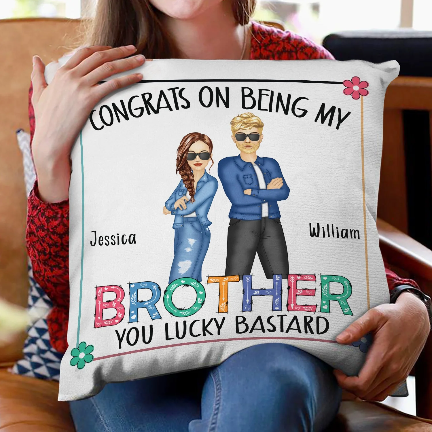 Sibling Fashion Congrats On Being My Sister - Gift For Sibling - Personalized Pillow - Image 2