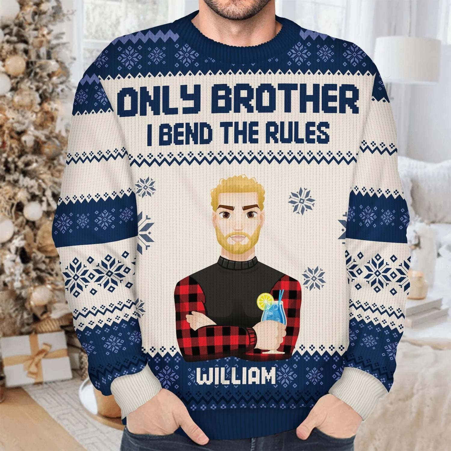 Sibling Rules - Christmas Gift For Sister, Brother, Siblings, Family - Personalized Unisex Ugly Sweater - Image 4