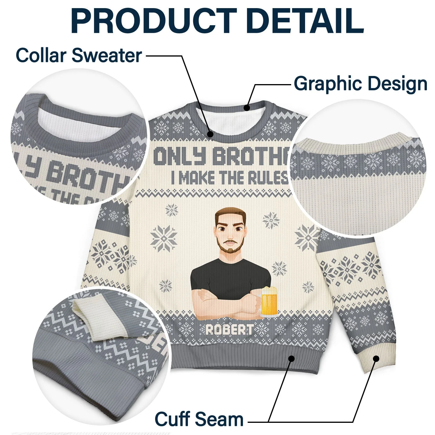 Sibling Rules - Christmas Gift For Sister, Brother, Siblings, Family - Personalized Unisex Ugly Sweater - Image 6
