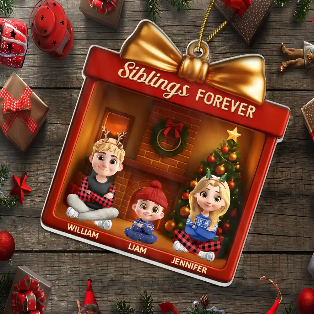 Siblings Forever Gift Box - Personalized Custom Shaped Acrylic Ornament - Image 5