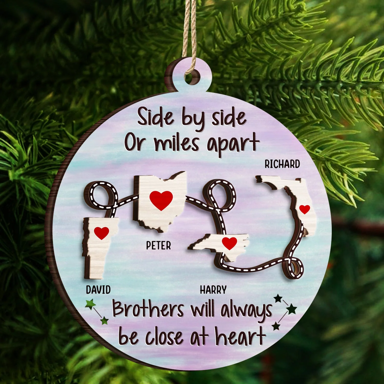 I Wish We Lived Closer Family Friends Long Distance - Personalized 2-Layered Wooden Ornament - Image 4