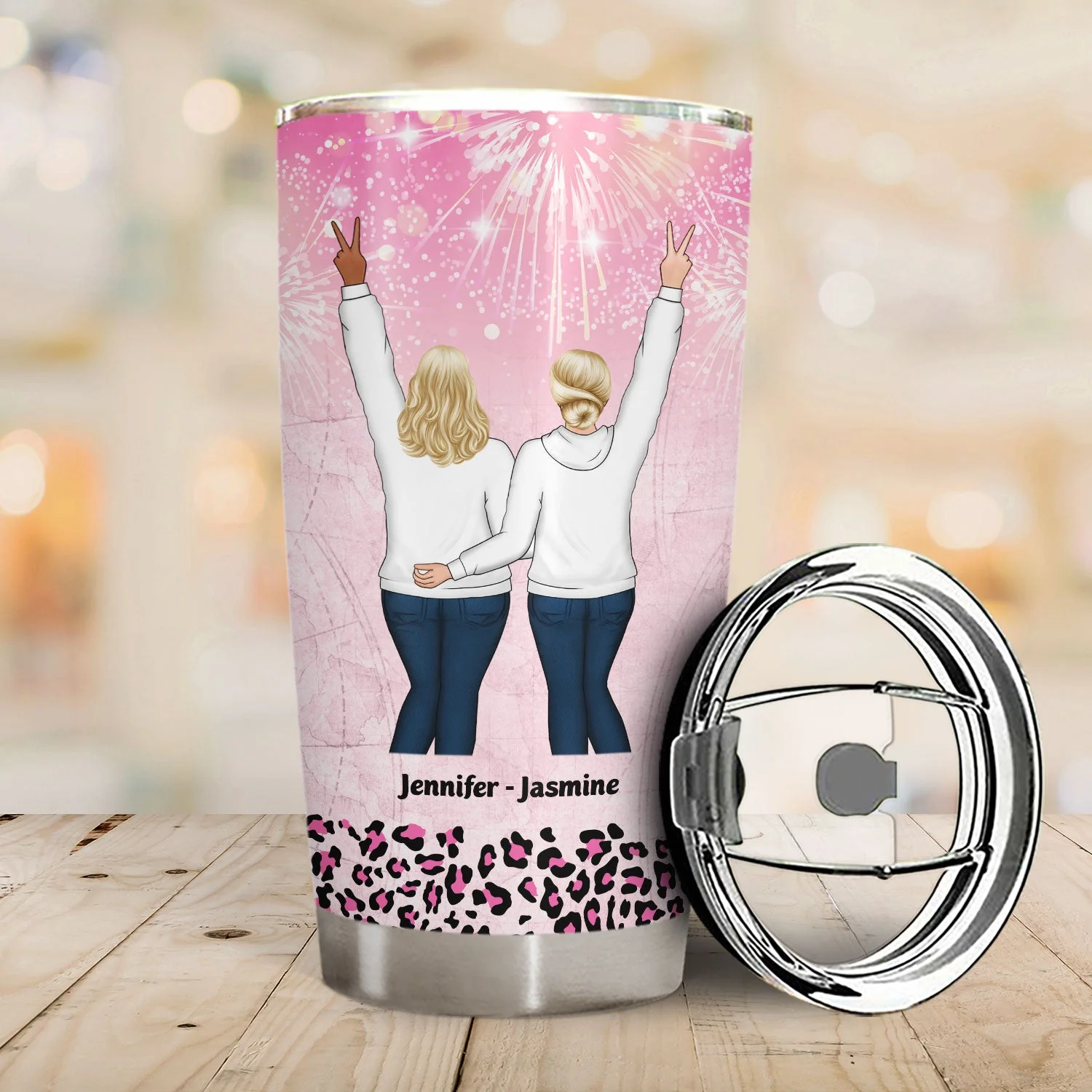 Side By Side Or Miles Apart - Gift For Sisters And Best Friends - Personalized Custom Tumbler - Image 2