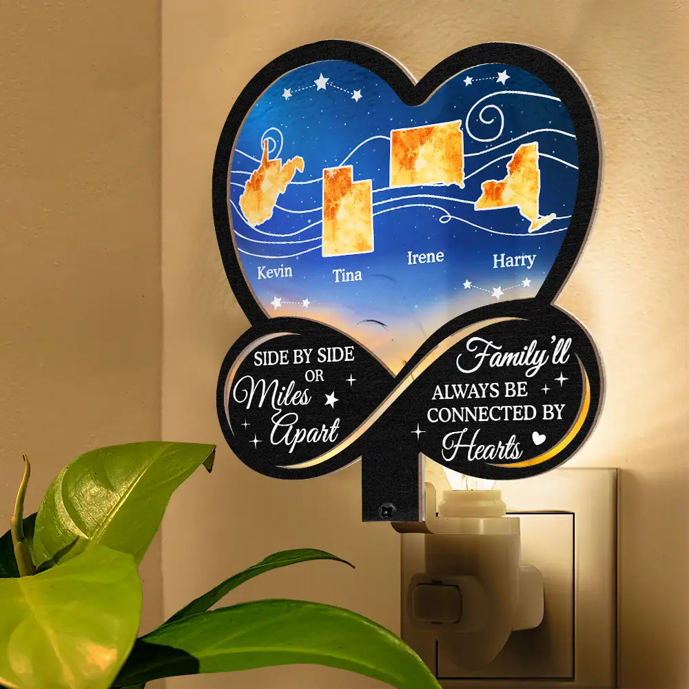 Side By Side Or Miles Apart - Personalized Plug-in Night Light - Image 5
