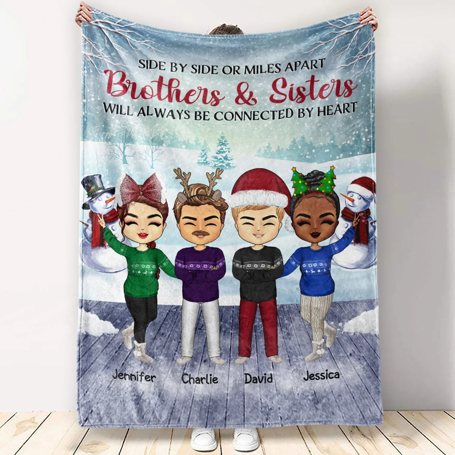 Side By Side Or Miles Apart Sisters And Brothers, Best Friends - Christmas Gift - Personalized Custom Fleece Blanket - Image 2