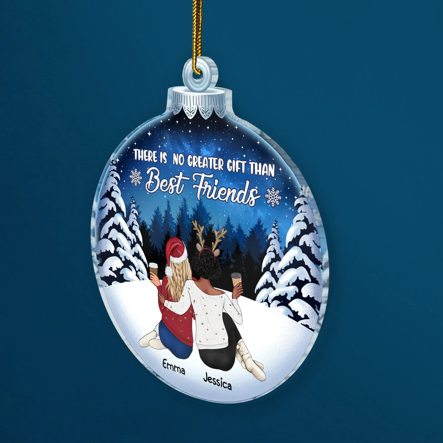 Side By Side Or Miles Apart Sisters And Brothers - Christmas Gift For Besties, Best Friends, Siblings - Personalized Custom Shaped Acrylic Ornament - Image 2