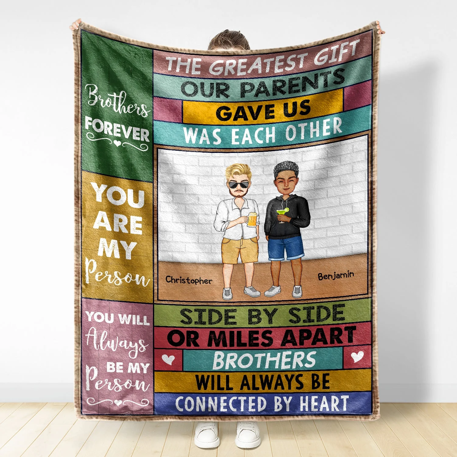 Side By Side Or Miles Apart Sisters And Brothers - Gift For Siblings And Family - Personalized Custom Fleece Blanket - Image 2