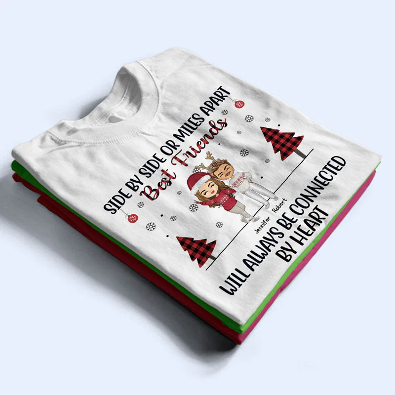 Side By Side Or Miles Apart Sisters Brothers And Best Friends - Christmas Gift - Personalized Custom Sweatshirt - Image 4