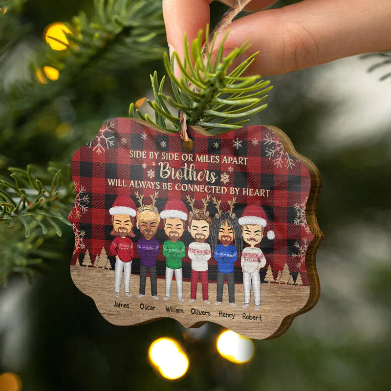 Side By Side Or Miles Apart Sisters Brothers And Best Friends - Christmas Gift - Personalized Custom Wooden Ornament - Image 2