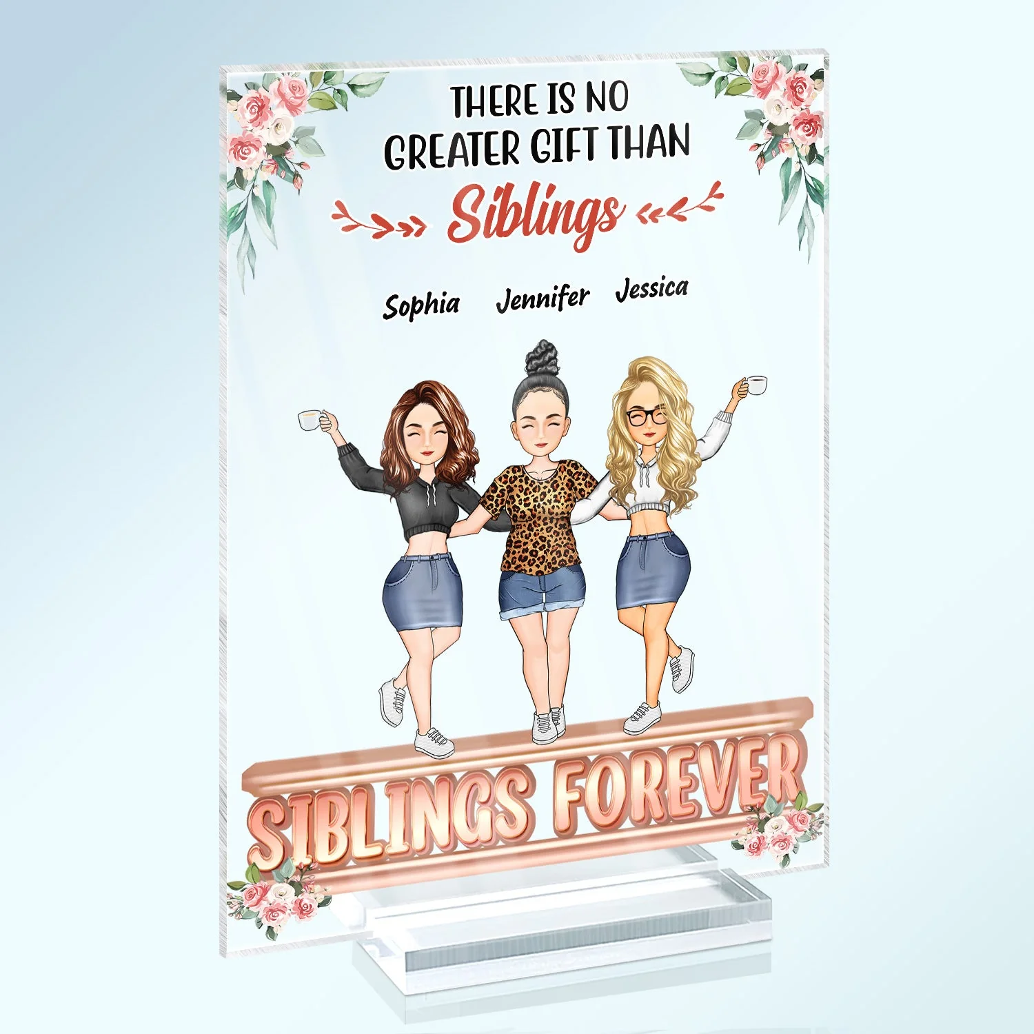 Side By Side Or Miles Apart Sisters Brothers Will Always Be Connected - Gift For Siblings - Personalized Custom Vertical Rectangle Acrylic Plaque - Image 2