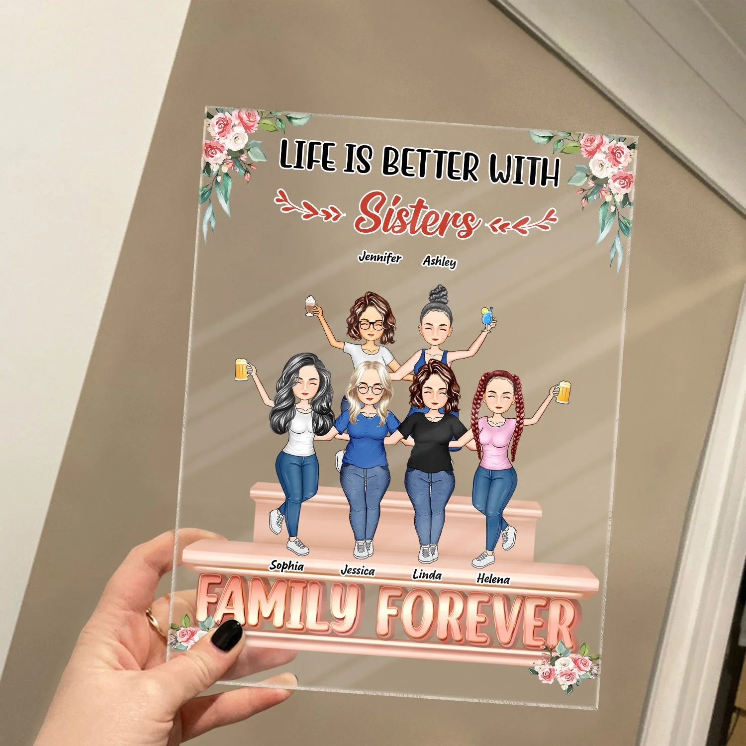 Side By Side Or Miles Apart Sisters Brothers Will Always Be Connected - Gift For Siblings - Personalized Custom Vertical Rectangle Acrylic Plaque - Image 4