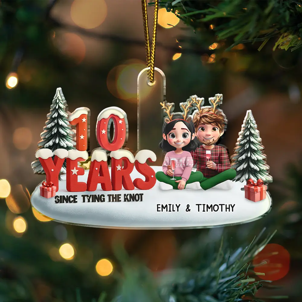 Since Tying The Knot - Personalized Custom Shaped Acrylic Ornament - Image 4
