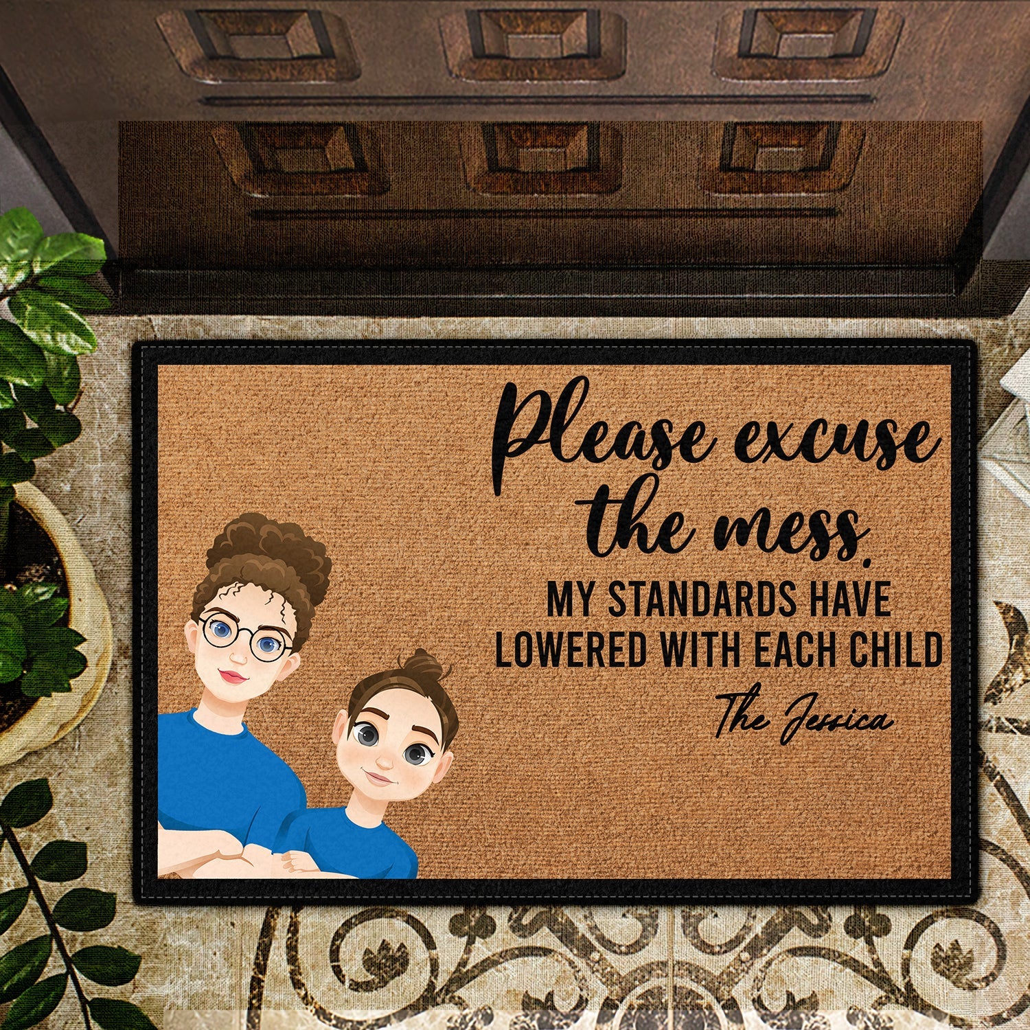 Single Parents Family Excuse The Mess - Gift For Family - Personalized Doormat - Image 2