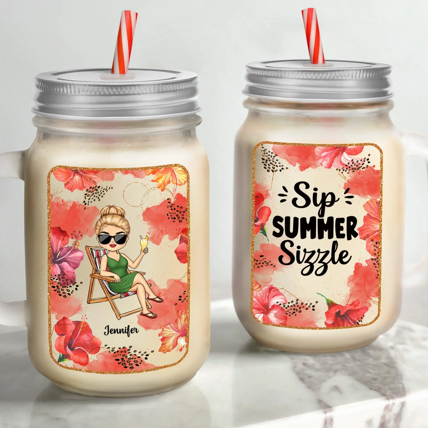 Sip Back And Relax - Personalized Mason Jar Cup With Straw - Image 3