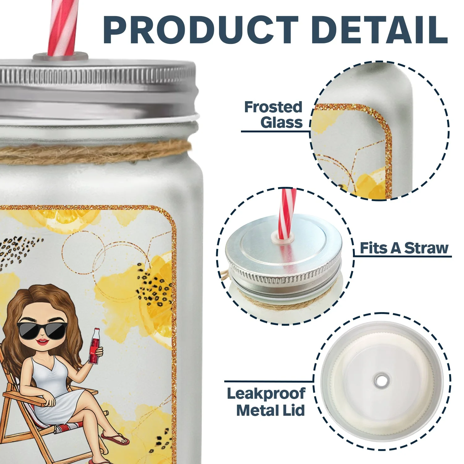 Sip Back And Relax - Personalized Mason Jar Cup With Straw - Image 4