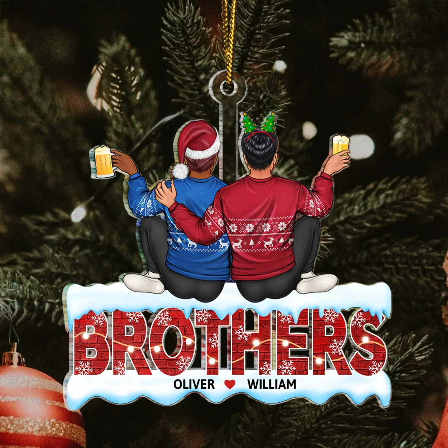Sistas - Anniversary, Christmas Gift For Sisters, Besties, Siblings, Family - Personalized Cutout Acrylic Ornament - Image 3
