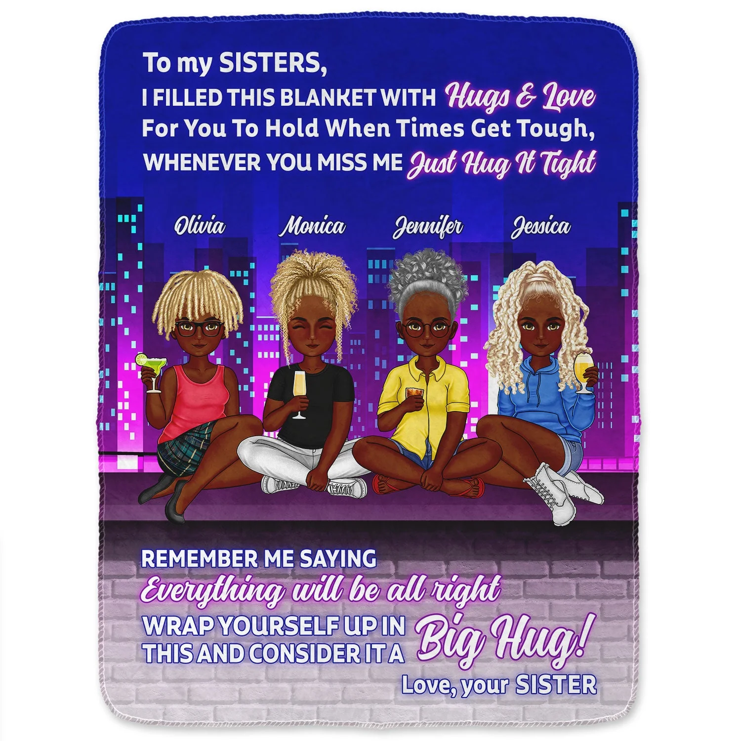 Sister Building Hug This Blanket - Gift For Sister - Personalized Fleece Blanket - Image 2