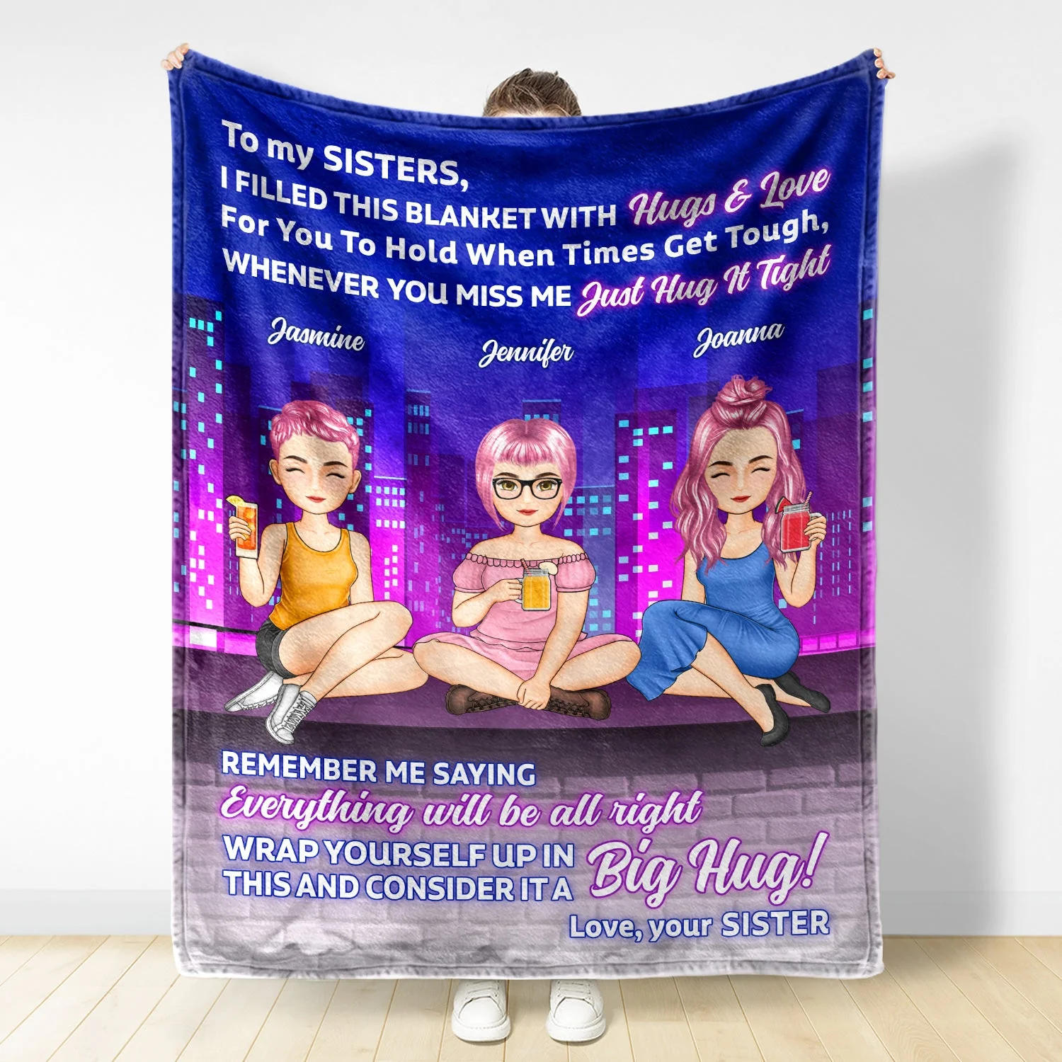 Sister Building Hug This Blanket - Gift For Sister - Personalized Fleece Blanket - Image 3