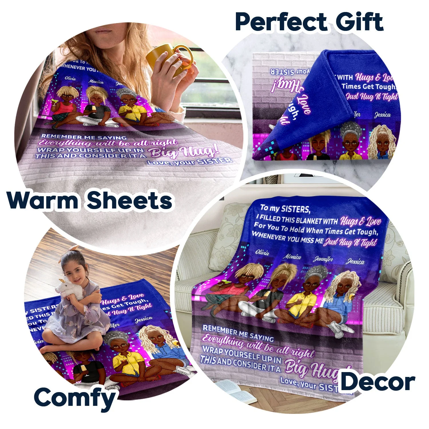 Sister Building Hug This Blanket - Gift For Sister - Personalized Fleece Blanket - Image 7