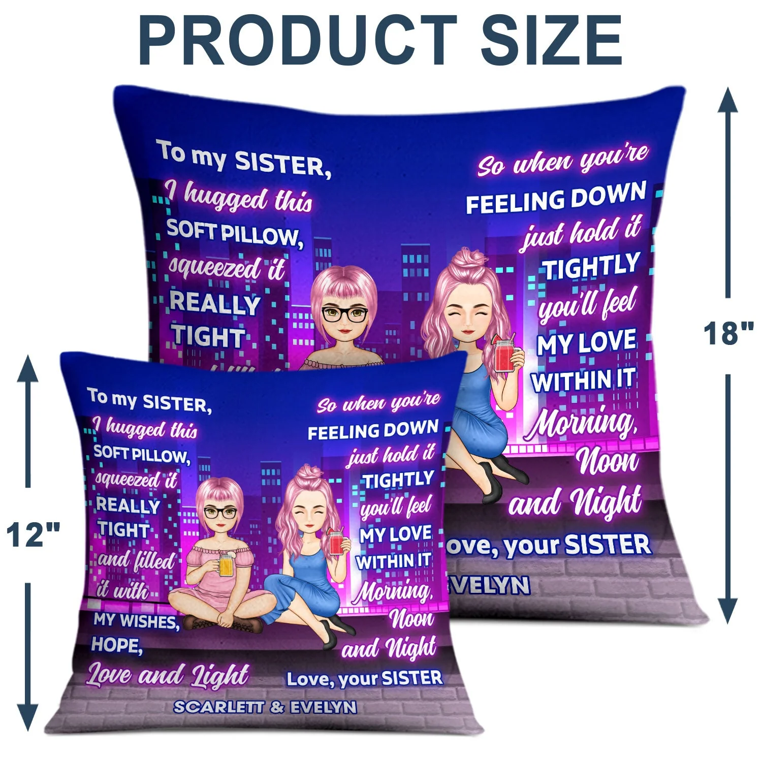 Sister Building Hug This Pillow - Gift For Sister - Personalized Pillow - Image 4