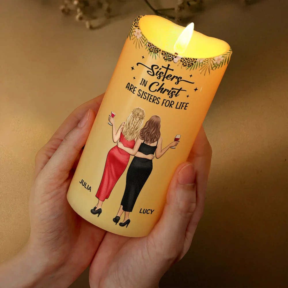 Sister In Christ - Gift For Christian Sister - Personalized Flameless LED Candle - Image 3
