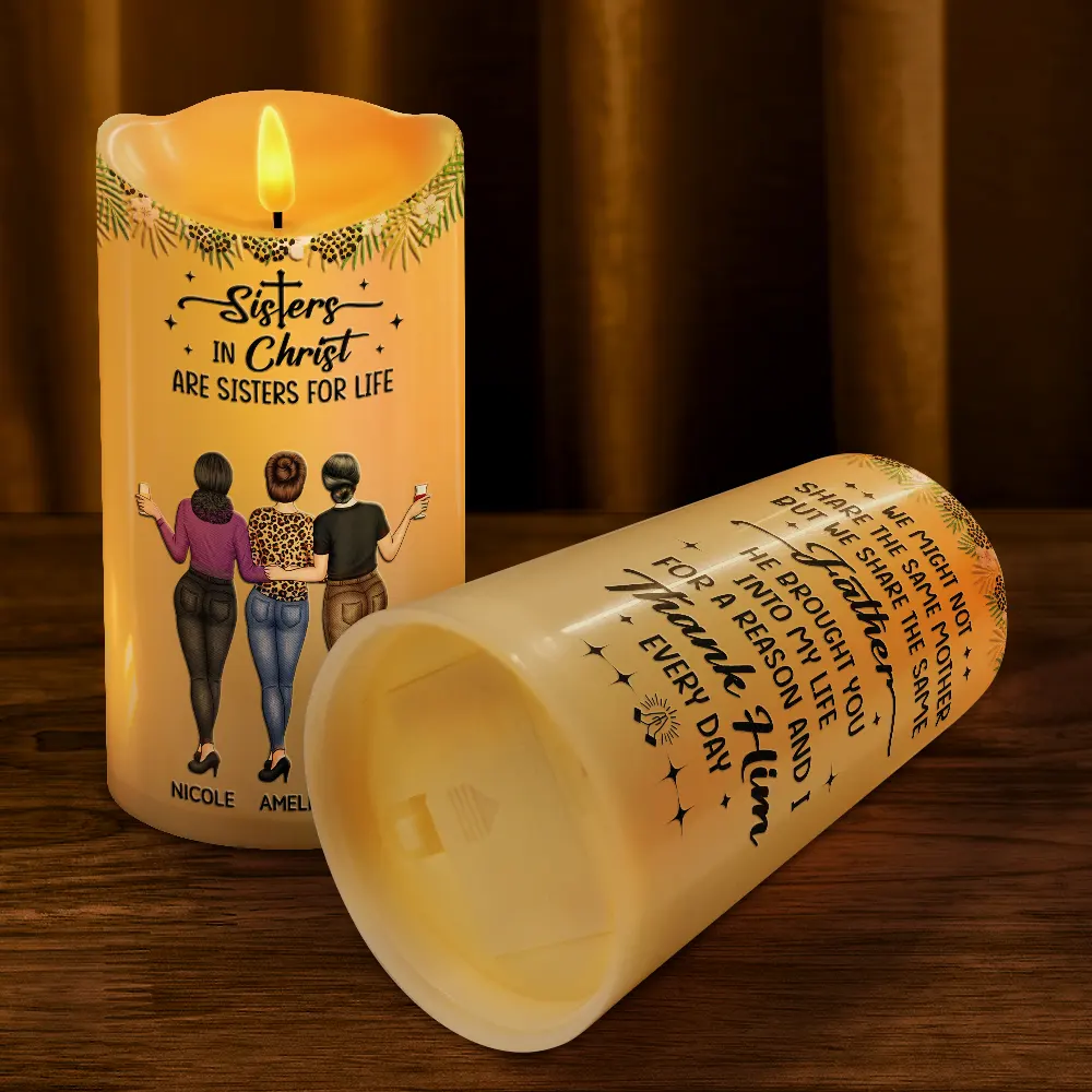 Sister In Christ - Gift For Christian Sister - Personalized Flameless LED Candle - Image 4