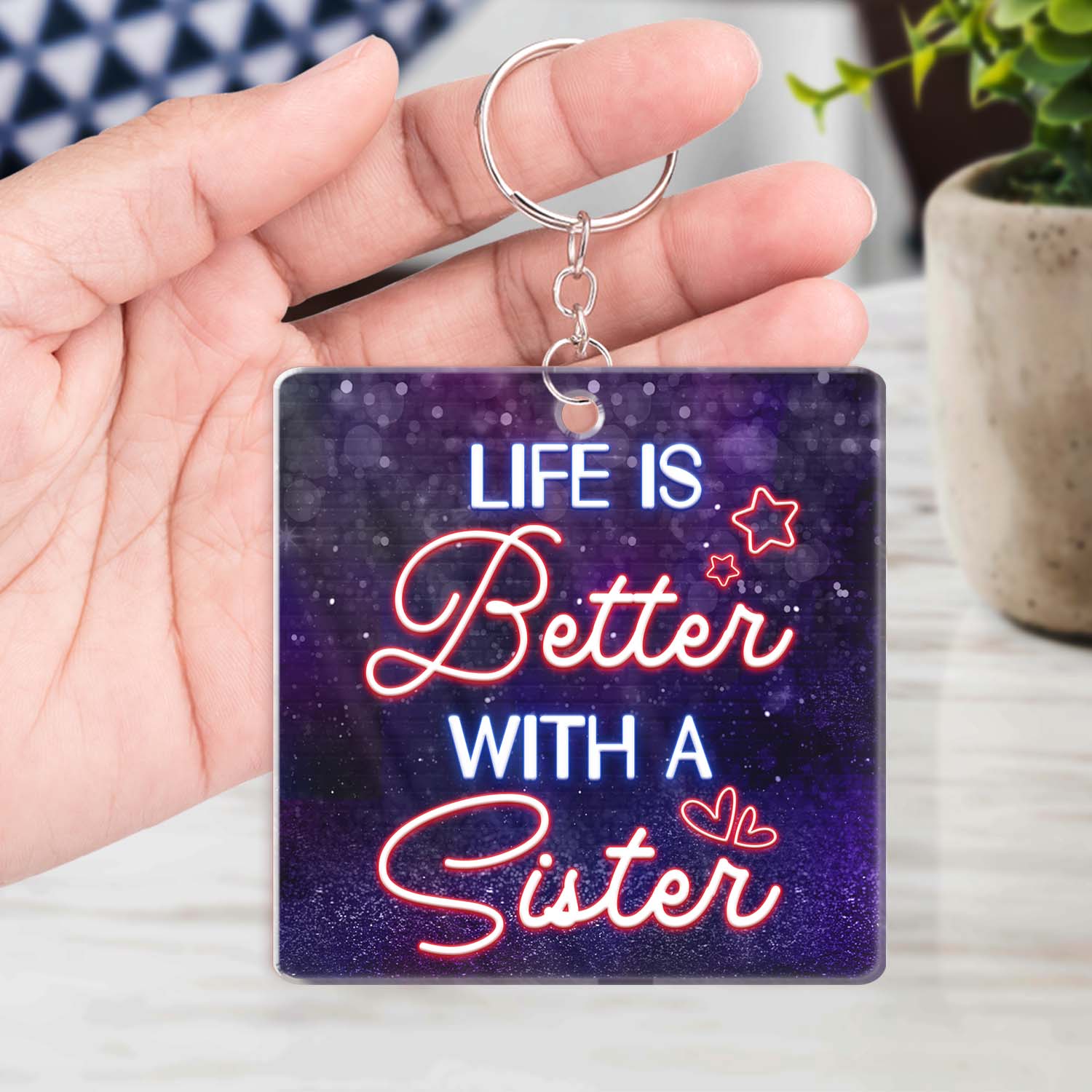 Sister Rain Or Shine I Will Always Be There Pinky Promise - Gift For Sisters - Personalized Custom Acrylic Keychain - Image 4