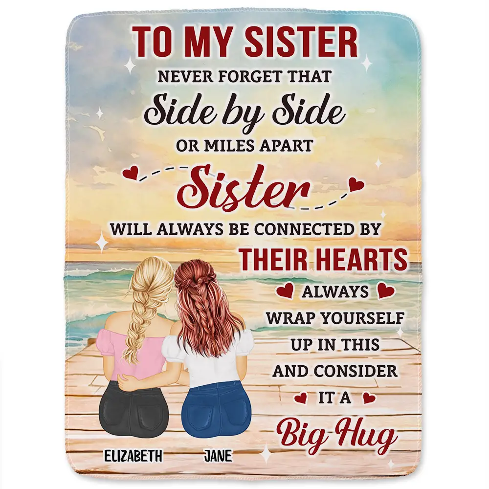 Sister Wrap Yourself Up In This And Consider It A Big Hug - Personalized Fleece Blanket, Sherpa Blanket - Image 2