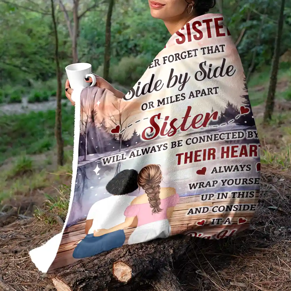 Sister Wrap Yourself Up In This And Consider It A Big Hug - Personalized Fleece Blanket, Sherpa Blanket - Image 5
