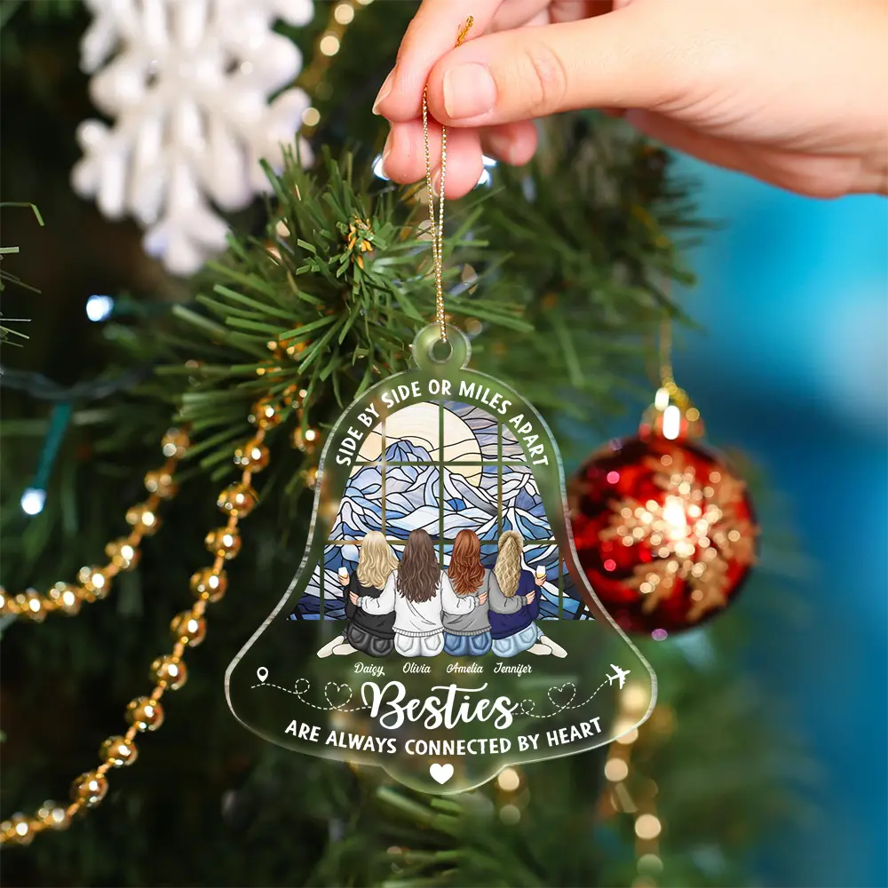 Sisters Are Always Connected - Personalized Custom Shaped Acrylic Ornament - Image 4