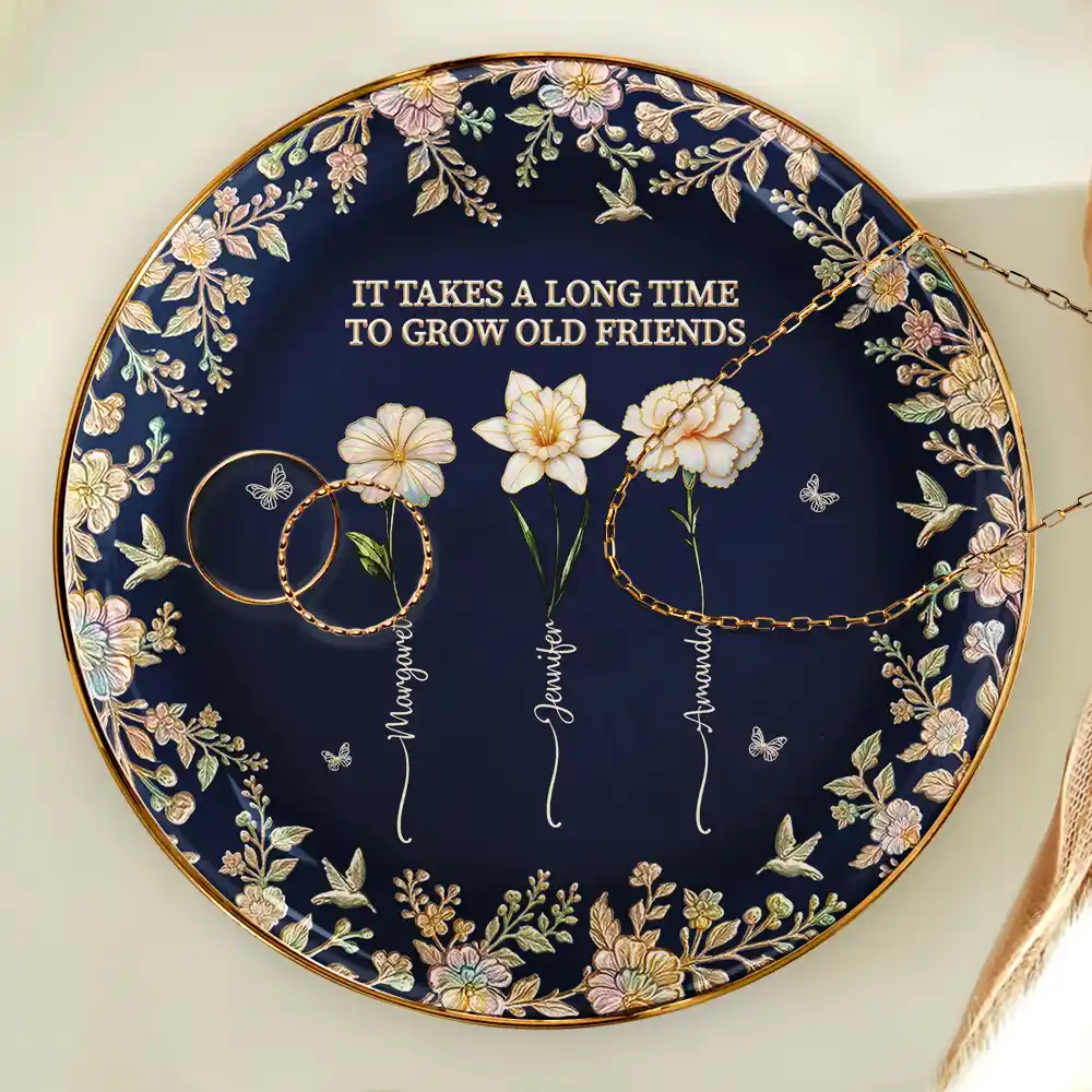 Sisters Are Different Flowers From The Same Garden Nacre Effect - Personalized Ring Dish - Image 4