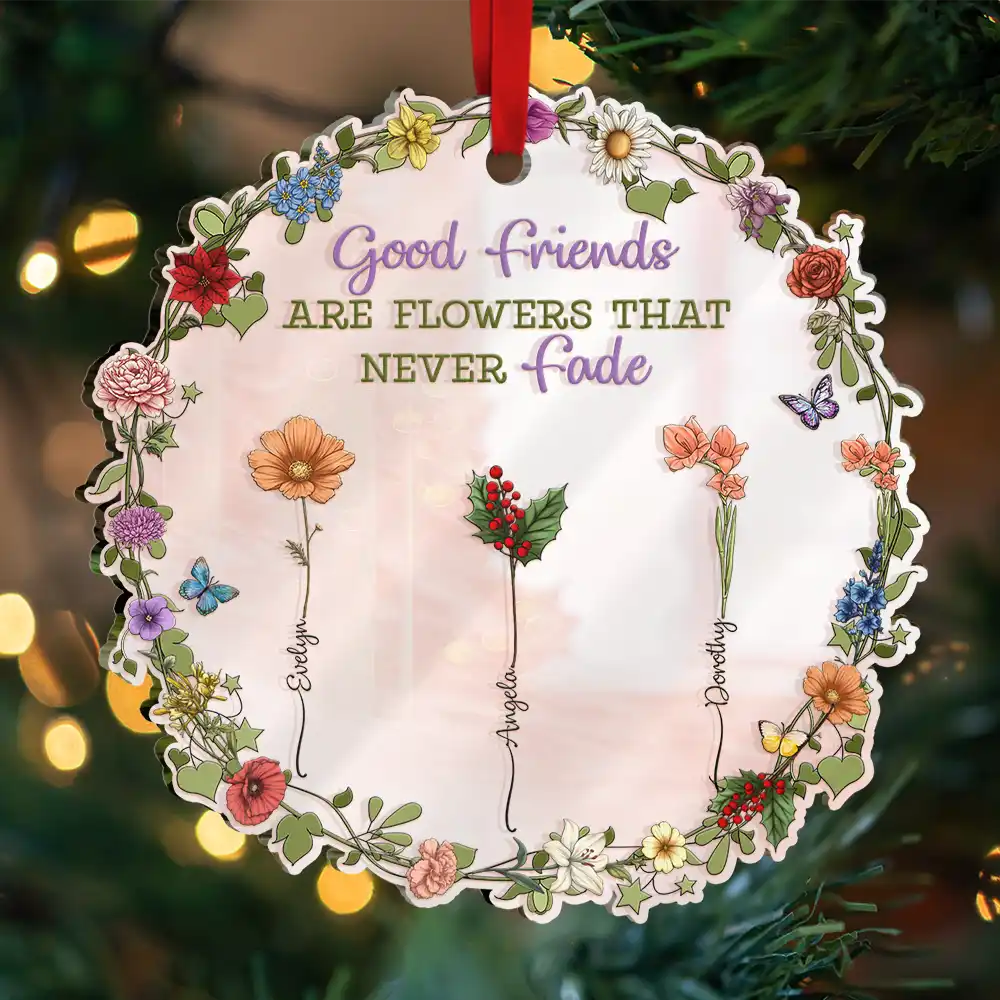 Sisters Are Different Flowers From The Same Garden - Personalized Custom Shaped Mirror Ornament - Image 3