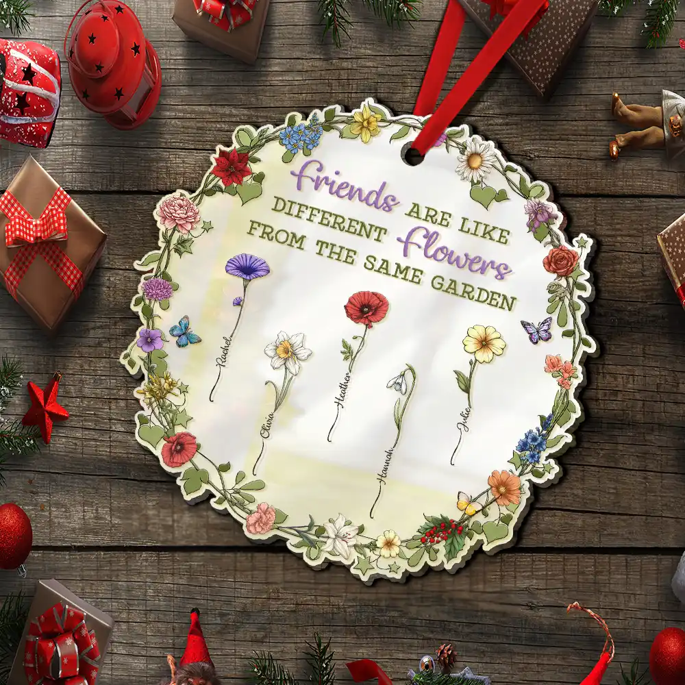 Sisters Are Different Flowers From The Same Garden - Personalized Custom Shaped Mirror Ornament - Image 5