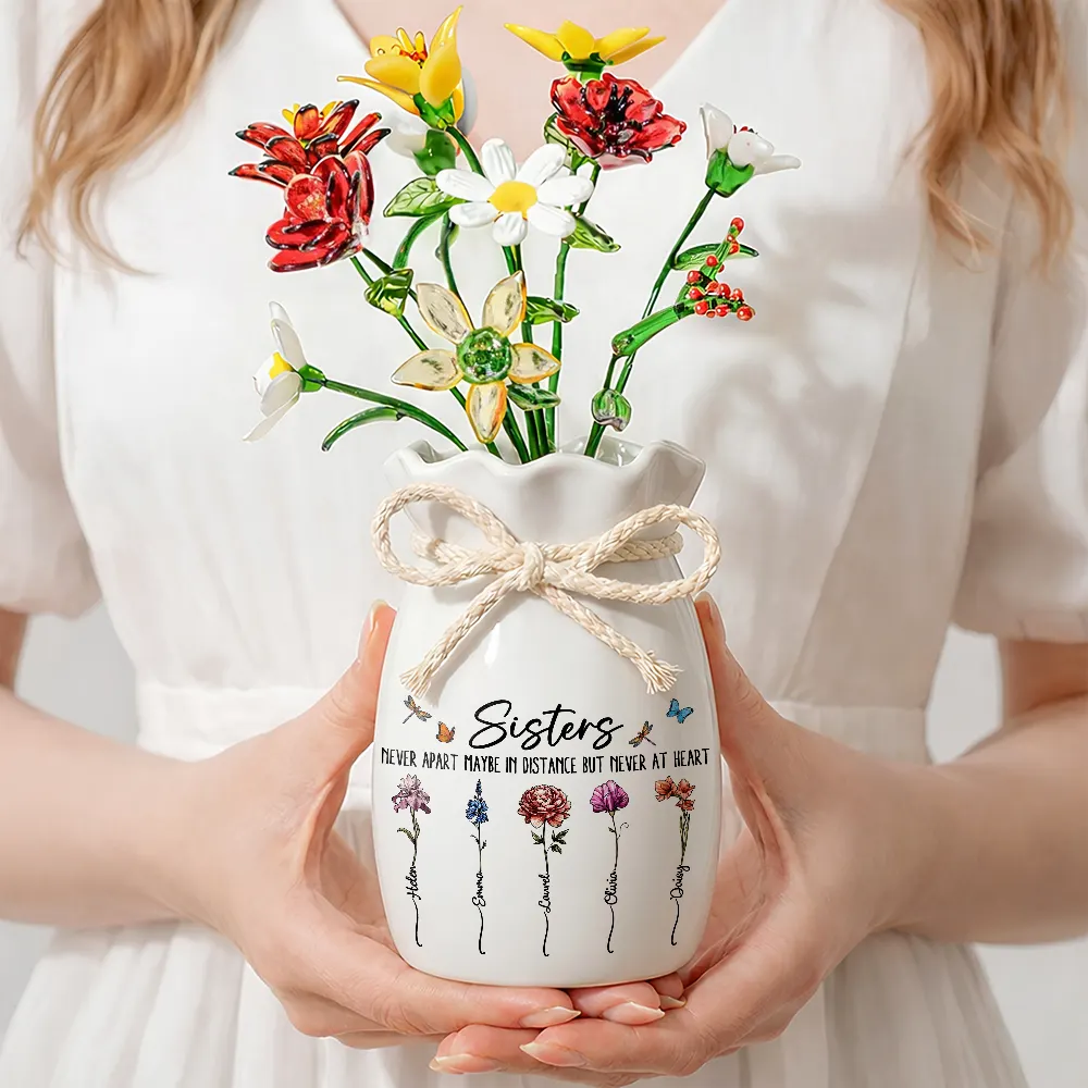 Sisters Are Different Flowers From The Same Garden - Personalized Glass Birth Month Flower - Image 4