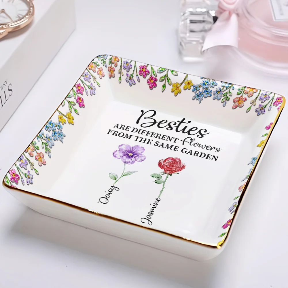 Sisters Are Different Flowers From The Same Garden - Personalized Ring Dish - Image 2