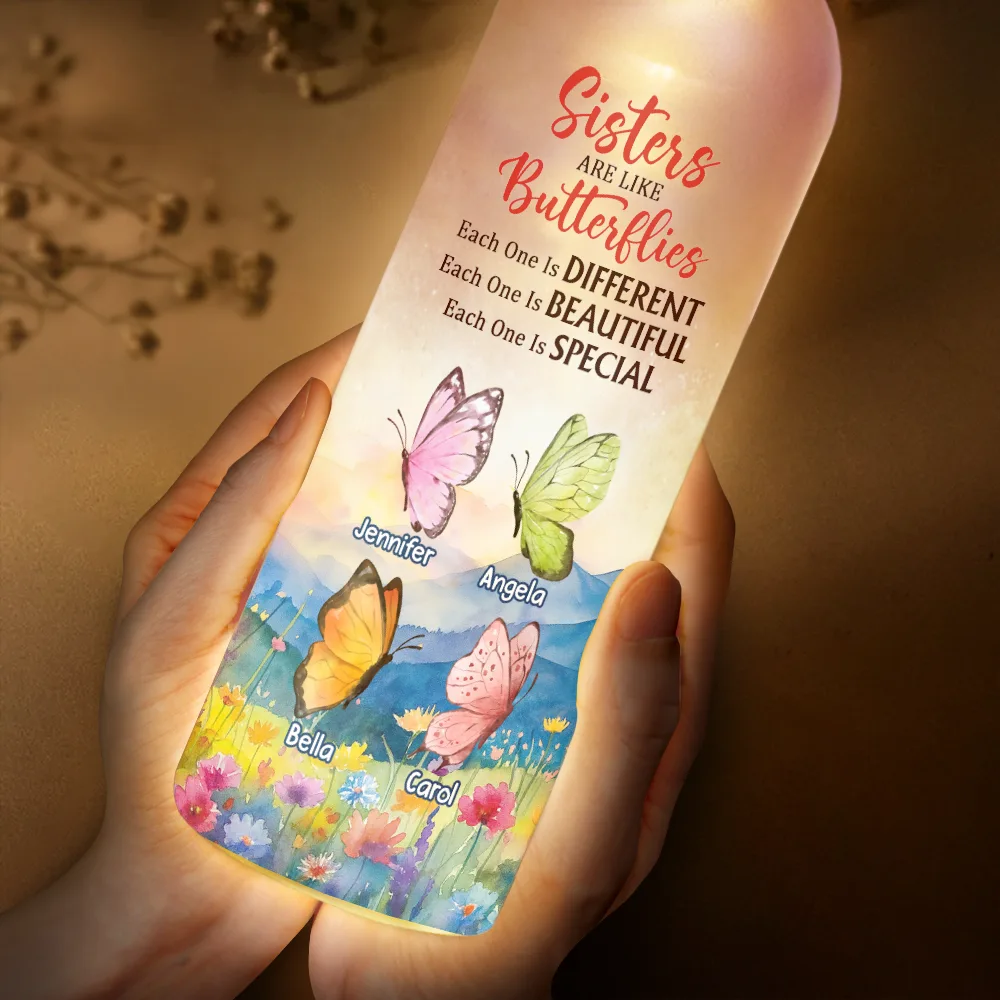 Sisters Are Like Butterflies Different Beautiful And Special - Personalized Bottle Light - Image 3