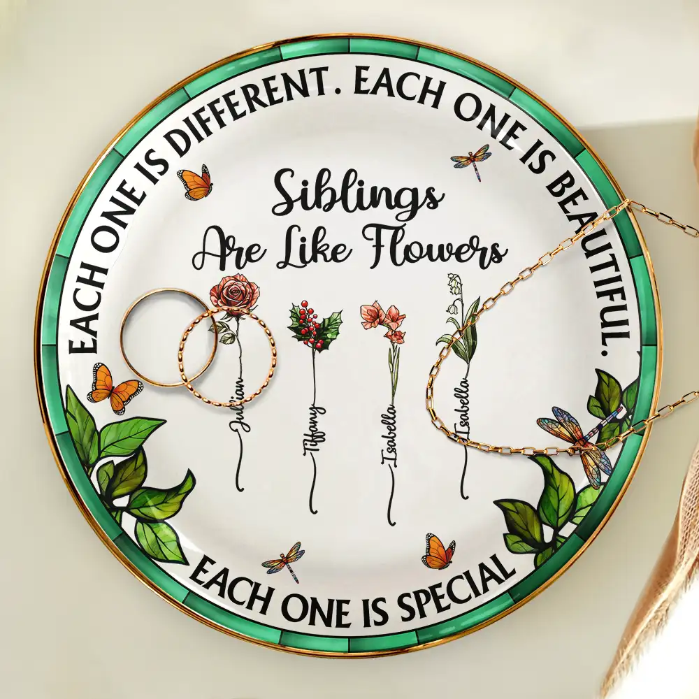 Sisters Are Like Flowers Each One Is Beautiful - Personalized Round Ring Dish - Image 4