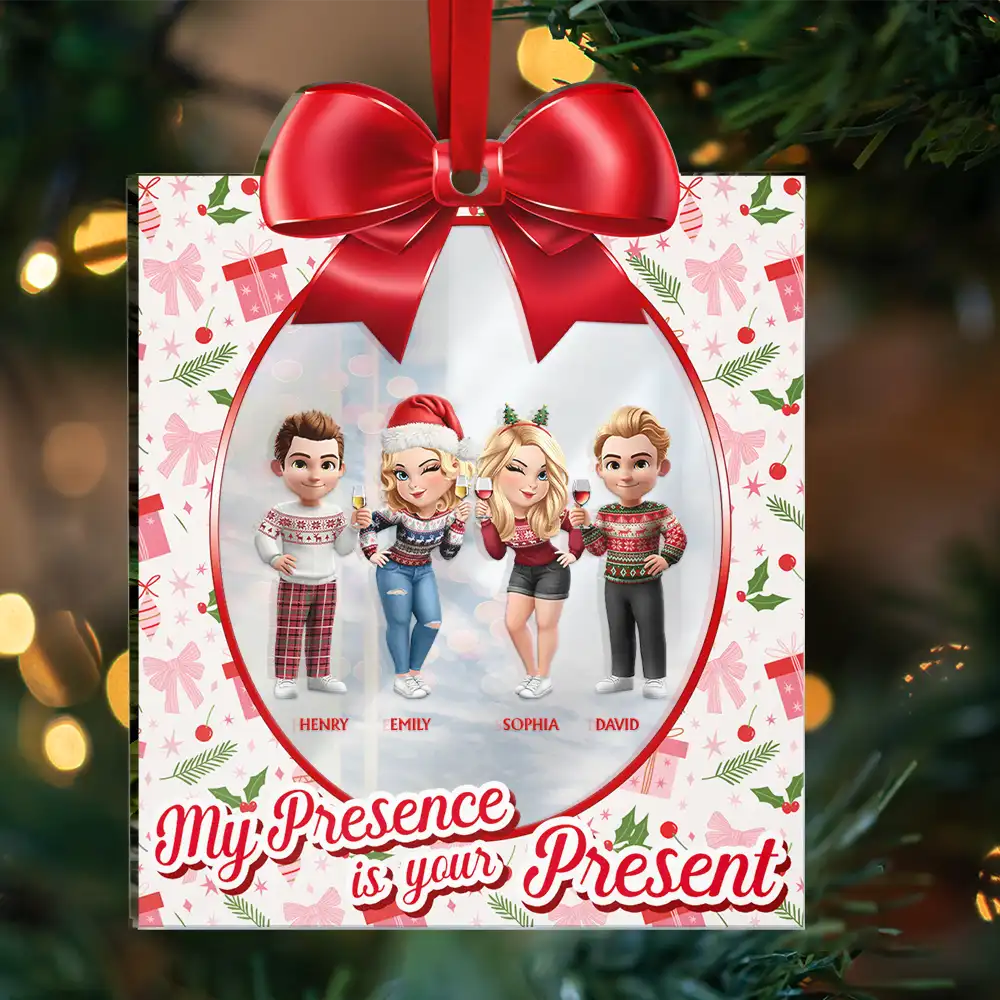 Sisters Besties My Presence Is Your Present - Personalized Custom Shaped Mirror Ornament - Image 3