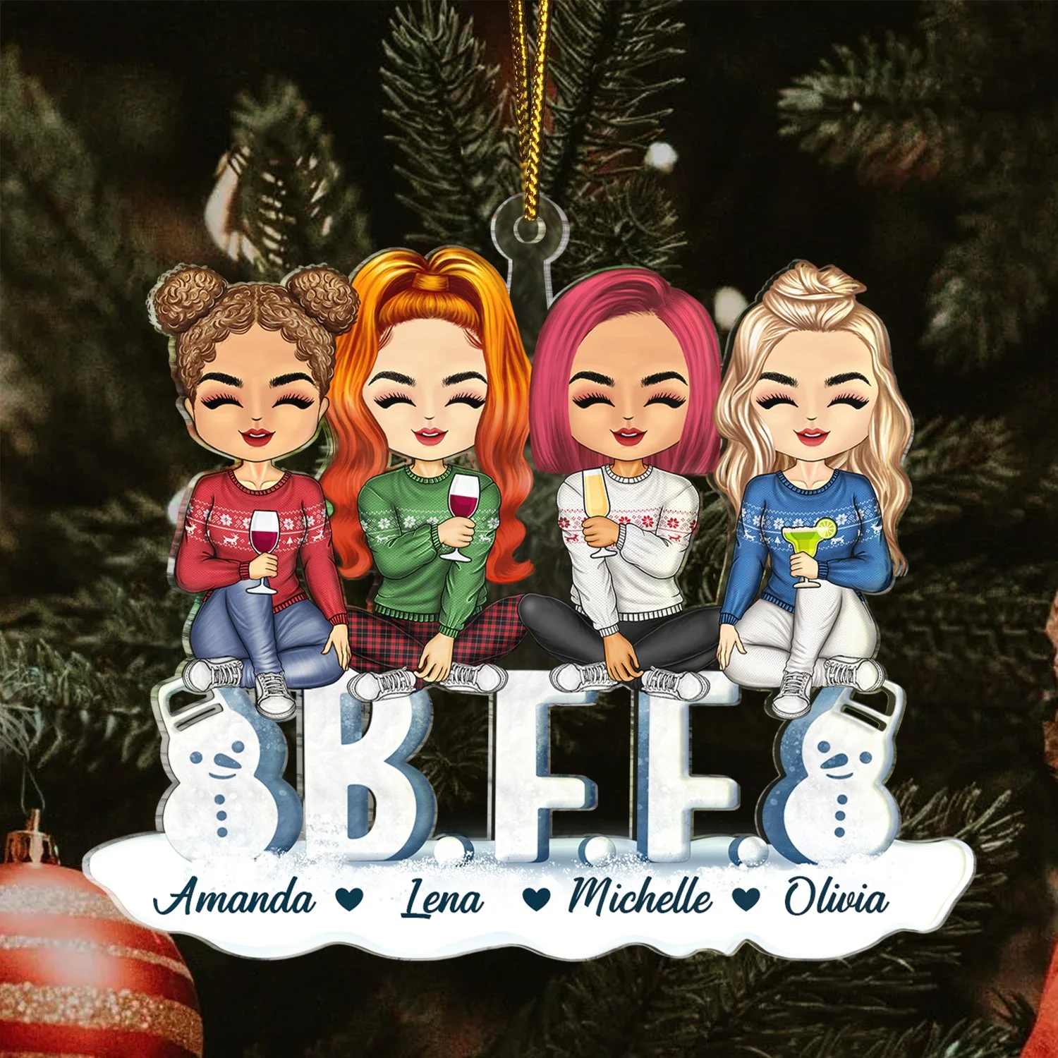 Sisters Brothers Forever - Christmas Gift For Siblings - Personalized Cutout Acrylic Ornament - Image 3