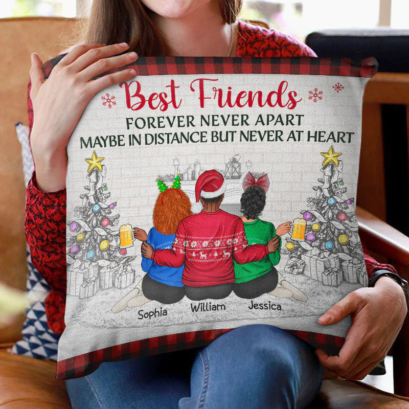Sisters & Brothers Will Always Be Connected By Heart - Christmas Gift For Siblings And Best Friends - Personalized Custom Pillow - Image 2