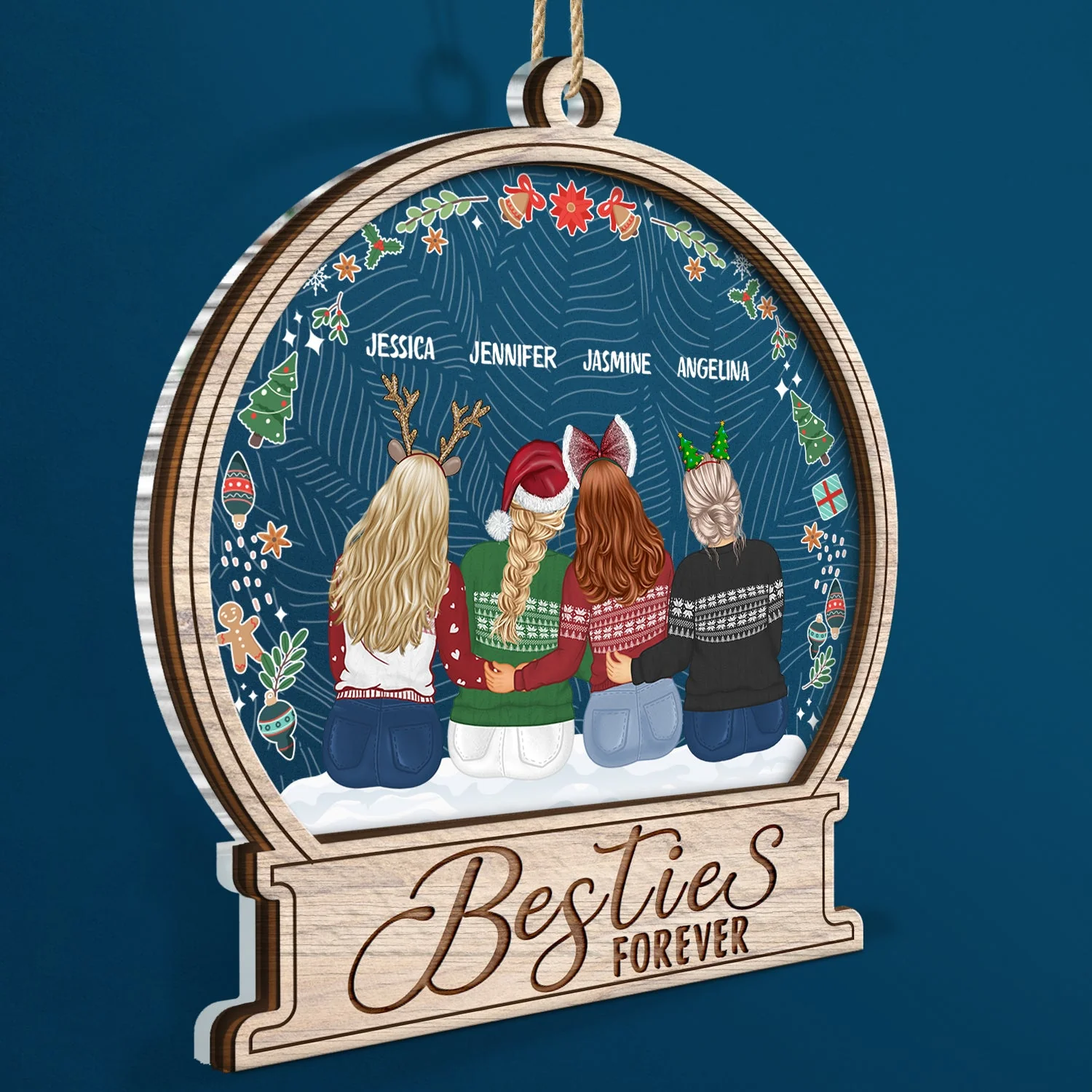 Sisters Forever Besties Forever - Christmas Gift For Sisters And Best Friends - Personalized 2-Layered Mix Ornament - Image 2