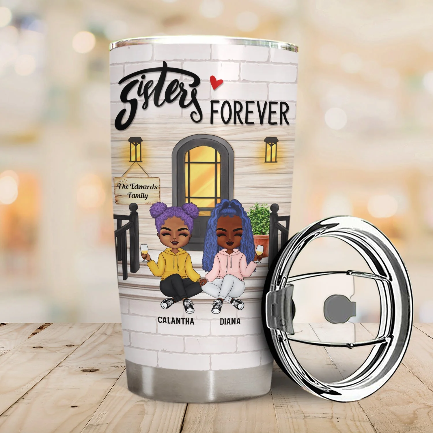 Sisters Forever - Gift For Sisters, Besties - Personalized Custom Tumbler - Image 2