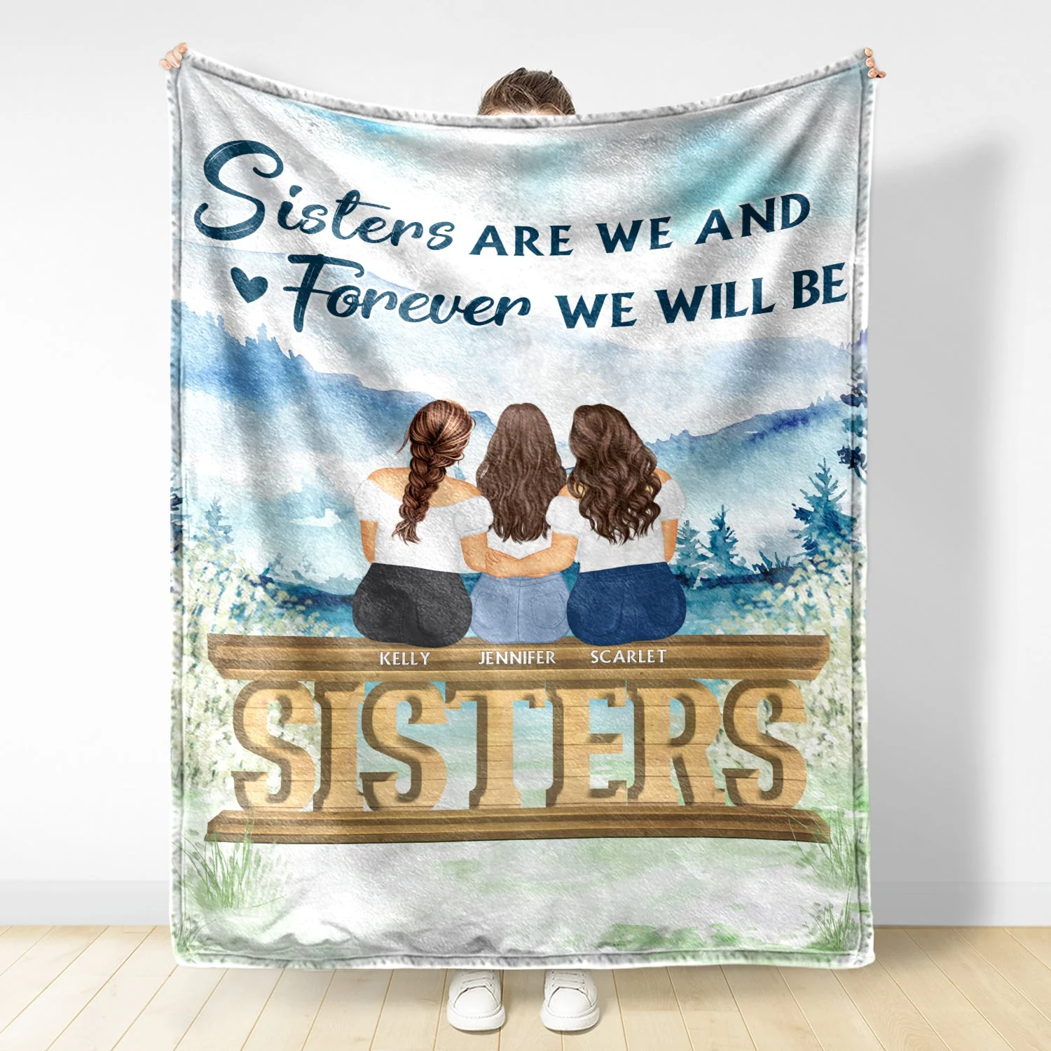 Sisters Forever Never Apart - Gift For Sisters And Best Friends - Personalized Custom Fleece Blanket - Image 2
