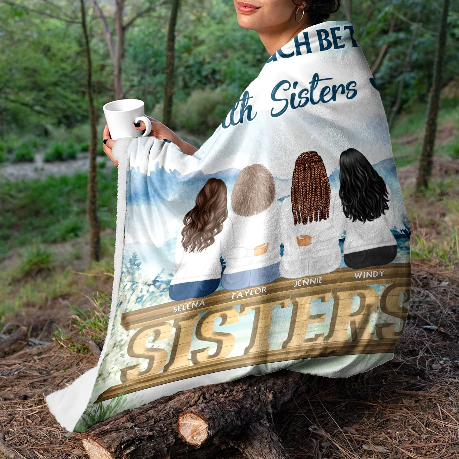 Sisters Forever Never Apart - Gift For Sisters And Best Friends - Personalized Custom Fleece Blanket - Image 3