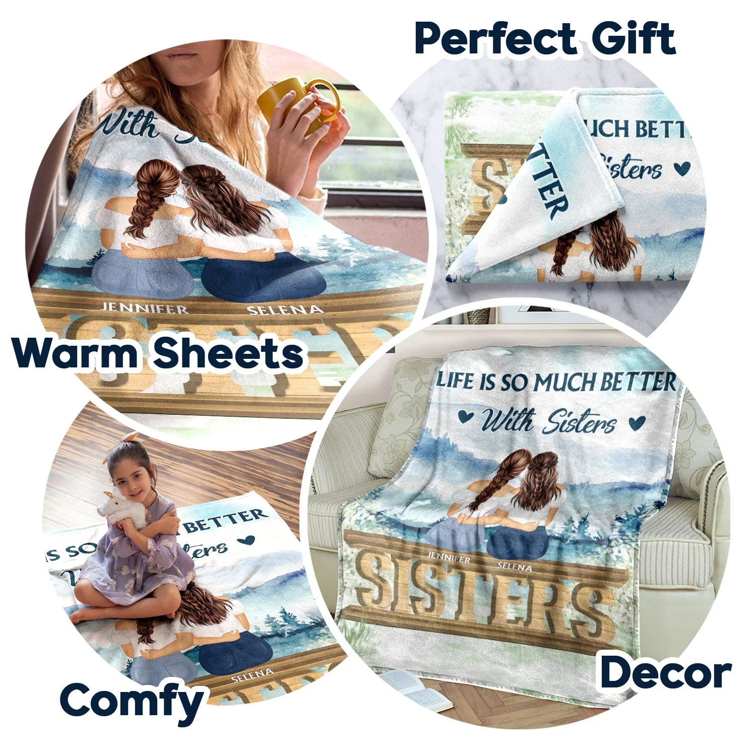 Sisters Forever Never Apart - Gift For Sisters And Best Friends - Personalized Custom Fleece Blanket - Image 5