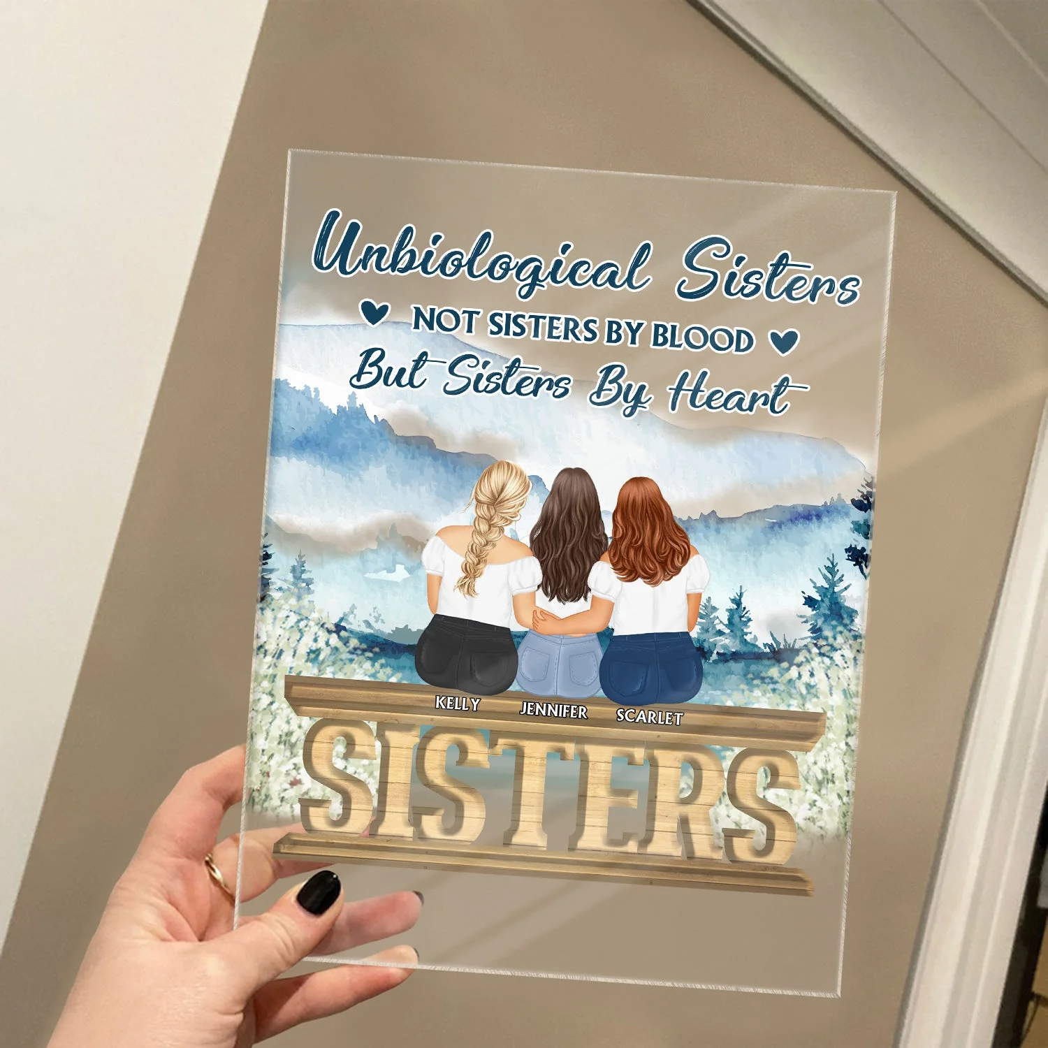 Sisters Forever Never Apart - Gift For Sisters And Best Friends - Personalized Custom Vertical Rectangle Acrylic Plaque - Image 4