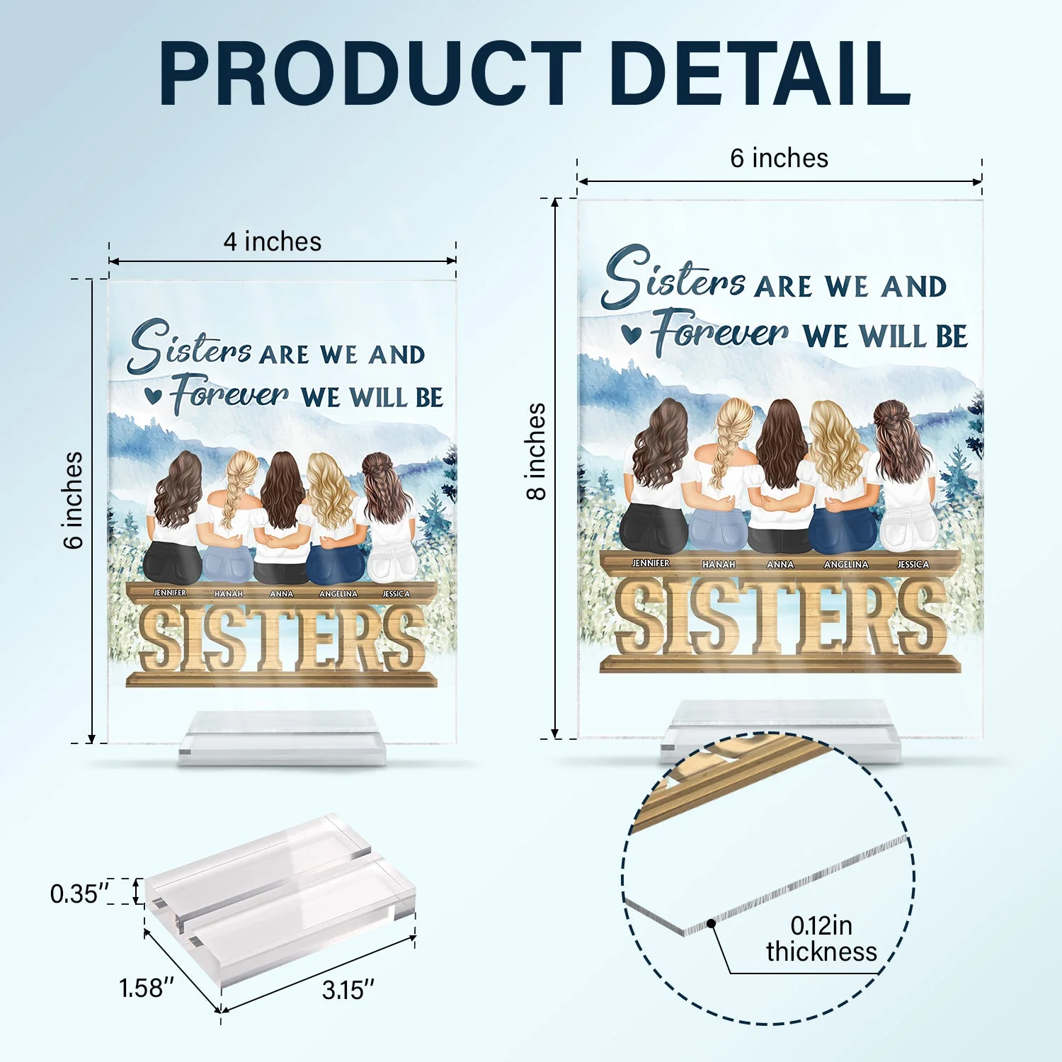 Sisters Forever Never Apart - Gift For Sisters And Best Friends - Personalized Custom Vertical Rectangle Acrylic Plaque - Image 5