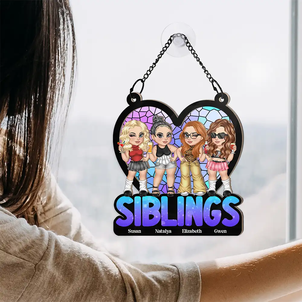 Sisters Y2K - Personalized Window Hanging Suncatcher Ornament - Image 4